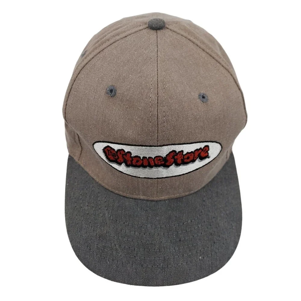 The Stone Store Baseball Hat Cap Adform Advertising Tan USA Tan Gray Embroidered